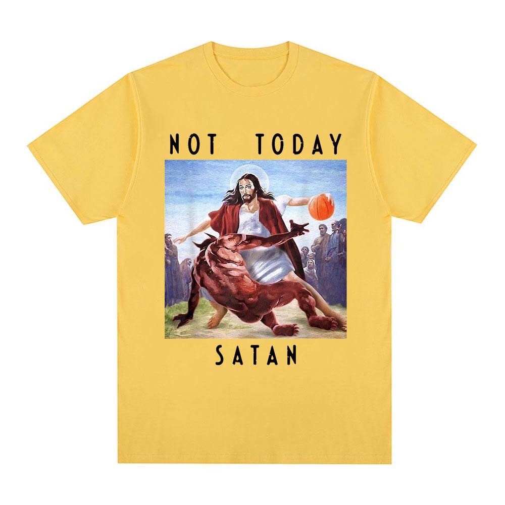 Not Today Satan Jesus Vs Satan in T Shirt Harajuku Casual T-shirt Men's Women's Fashion Cotton Summer T Shirts Streetwear Tops