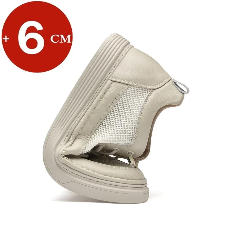 Neue sommer 6 cm männer aufzug schuhe lässige männer turnschuhe kuh leder mesh lift freizeit designer schuhe höhe erhöhen größere schuhe