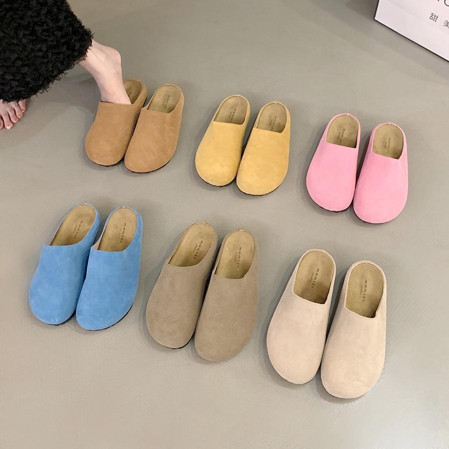 Niche Retro Platform Bag Head Half Slippers Women's Shoes Wear 2025 New Autumn One-pedal Shoes
