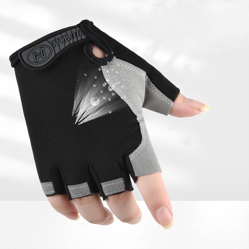 1Pair Sports Half Finger Bike Gloves Outdoor Cycling Fitness Breathable Shock-Absorbing Anti Slip Running Gym Half Cut Gloves