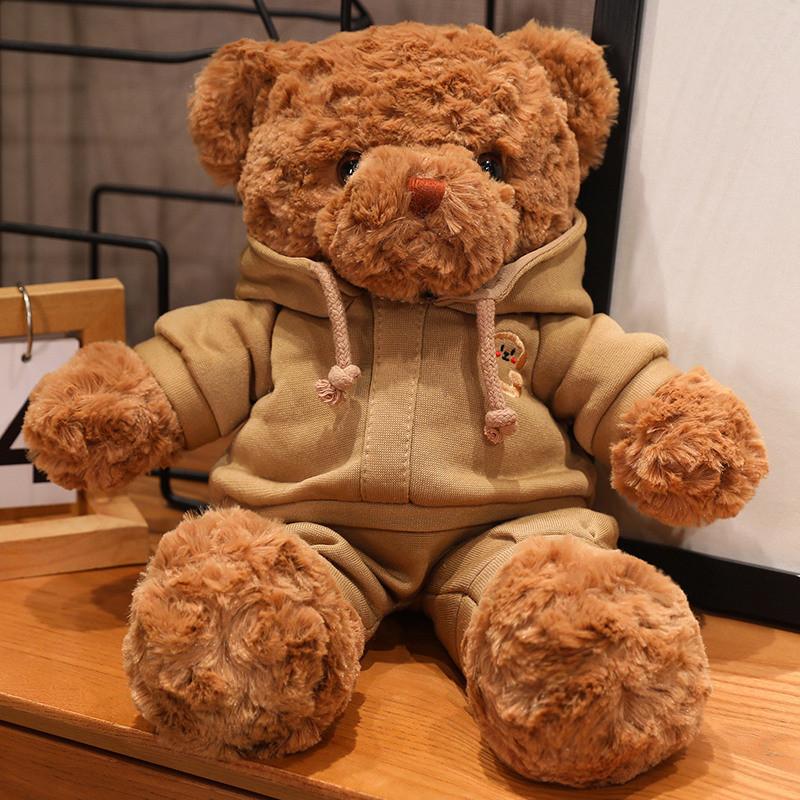 Cartoon Bear Plush Toy With Hoodie For Kids And Collectors