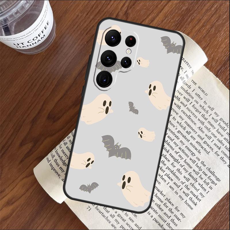 Cute Halloween Ghost Bat Phone Case For Samsung Galaxy S25 S24 S23 S22 S21 Ultra S9 S10 Plus S20 FE Funda Cover Shell