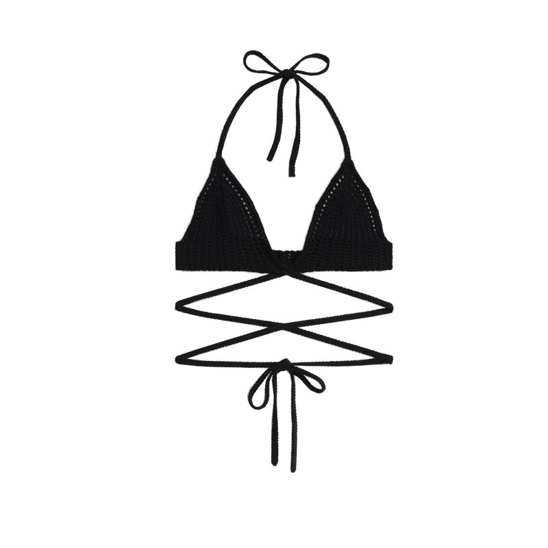 

Za Spring and Summer Women s Clothing French Style Bow Series Hanging Collar Knitting Triangle Cup Intimates Bra 9598094 Black L