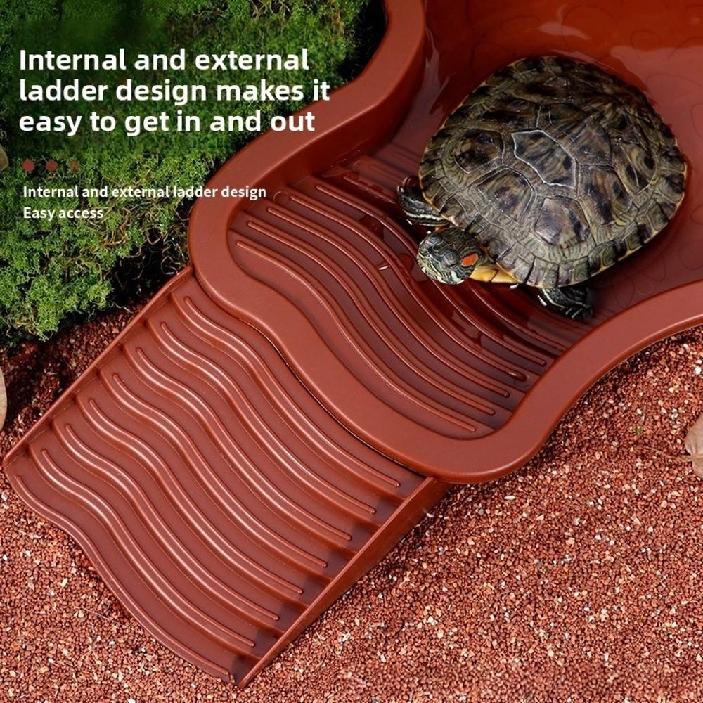 Piscina de Agua de Plástico para Tortugas con Escalera Piscina de Baño Grande para Tortugas Diseño de Paisaje Decoración de Acuario Decoración Hábitat de Reptiles