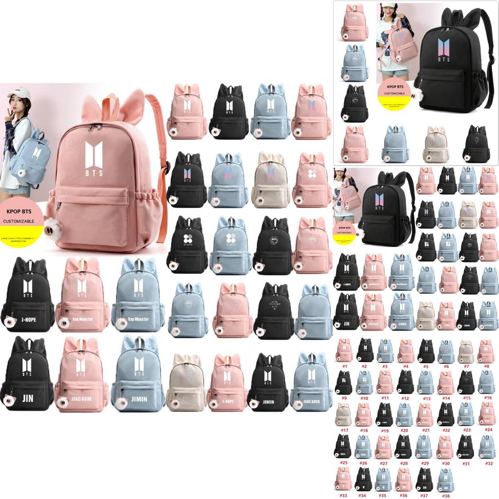 Bunny Kpop Bts Rabbit Ears Backpack Girls School Bags V With Piggy Pendant Plush