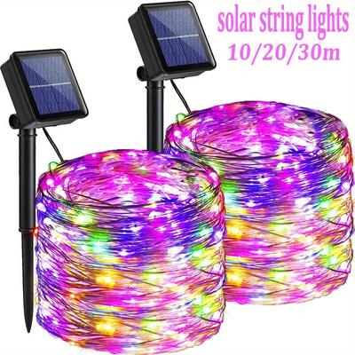 Luzes de Fada Luzes Solares de Jardim Cordão de Luzes com 8 Modos Luzes de Fio Impermeáveis para Pátio Quintal Árvores Festa de Natal