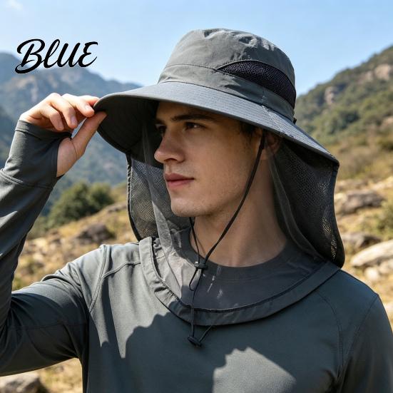 Summer Sun Hat Outdoor with Mosquito Head Net Neck Flap Breathable Men Women