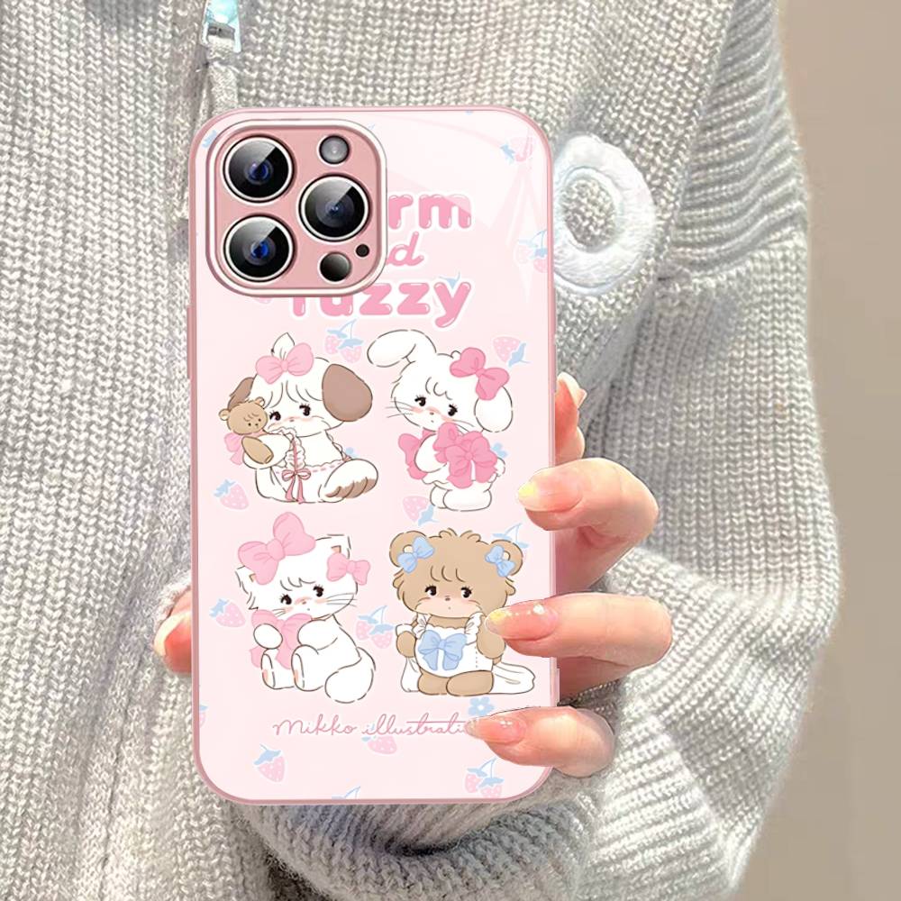 

Kawaii M-mikko Cat Cute C-Characters Tempered Glass For Iphone 14 13 12 11 Pro Mini XS MAX 14Plus X XS XR Fundas iphone XR