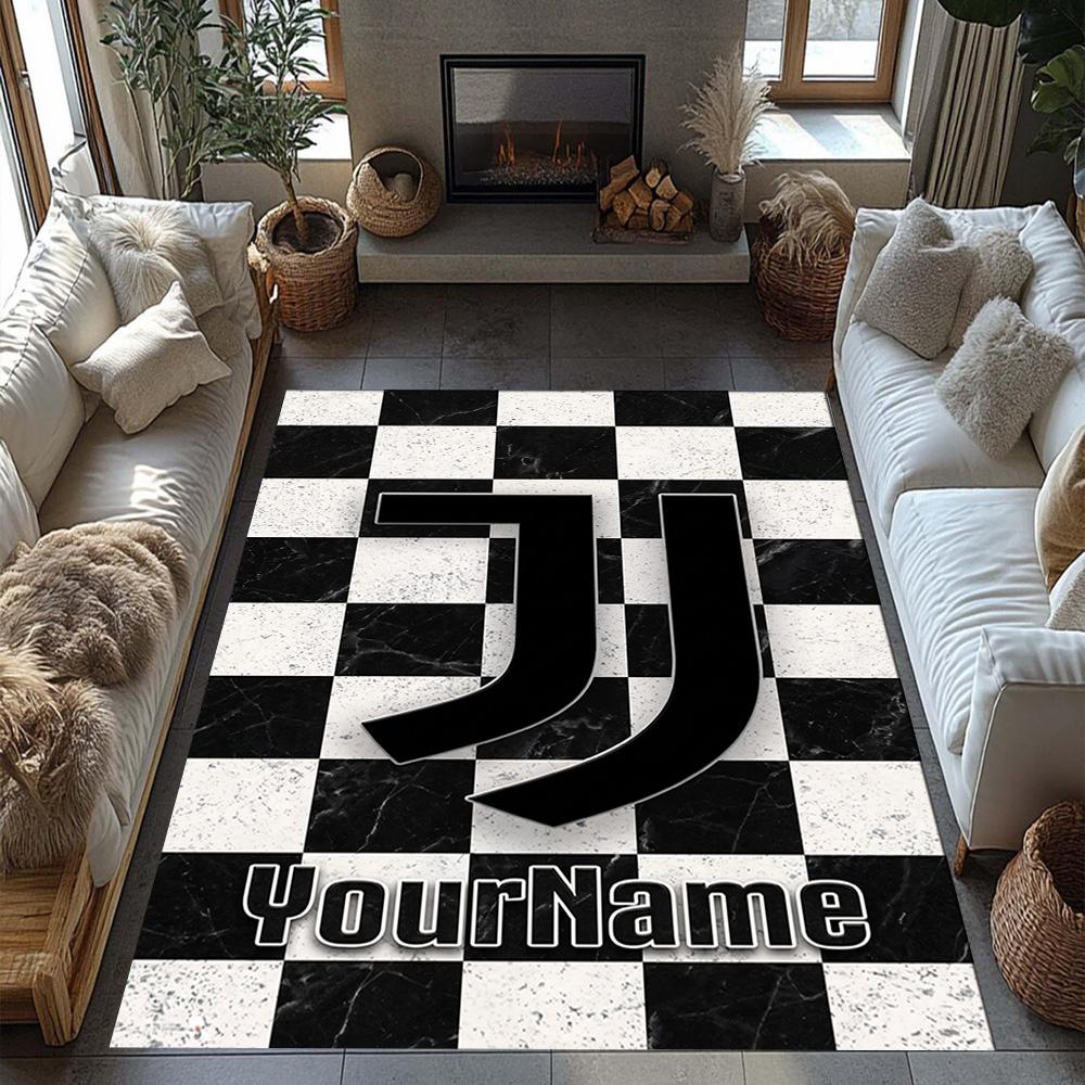 Juventus Customized Name Floor Rug Office Rug Perfect for Dining Room Game Room Outdoor Decorate Room Anti-slip Rug Decorate Offices Spiritual Gift