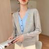 2025 V-neck Button-up Cashmere Knit Cardigan - Korean Style, Loose Fit, Slimming, Fake Two-piece Jacket for Women