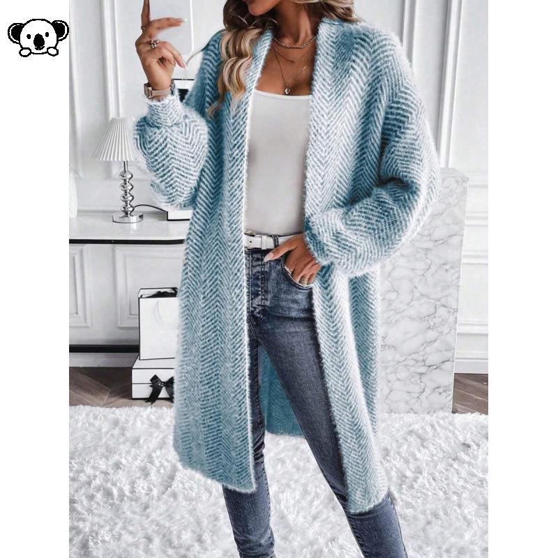 Plus Size Mid-Length Knit Cardigan D79853