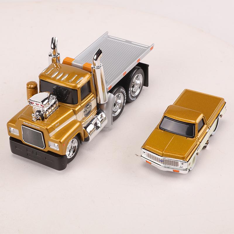 Maïsto 1:64 MUSCLE TRANSPORTS 1980 Mack A685ST Plateau/1972 Chevrolet C10 Pick-up Modèle Réduit en Alliage
