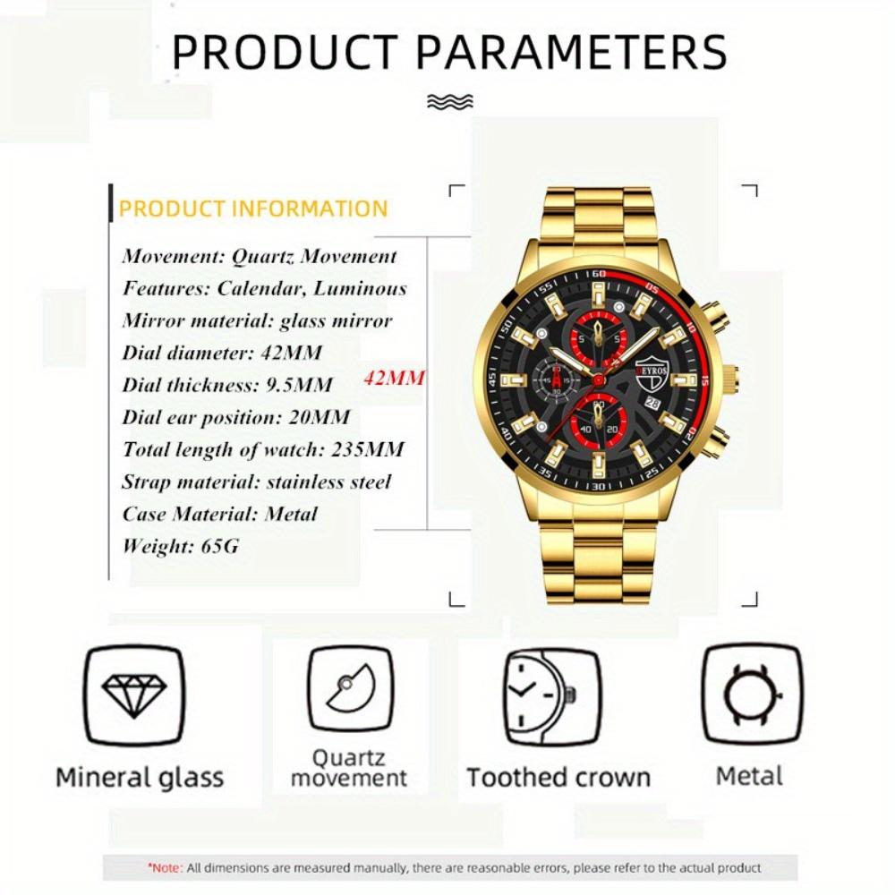 DEYROS Fashion Business Men's Watch Stainless Steel with Calendar Quartz Watch with Box