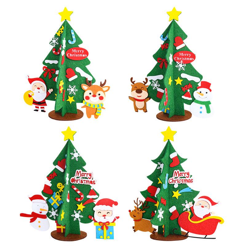 Children’s Handmade Mini Non-woven Christmas Tree Ornament with Silk Flower - Kindergarten Decoration Gift Pack