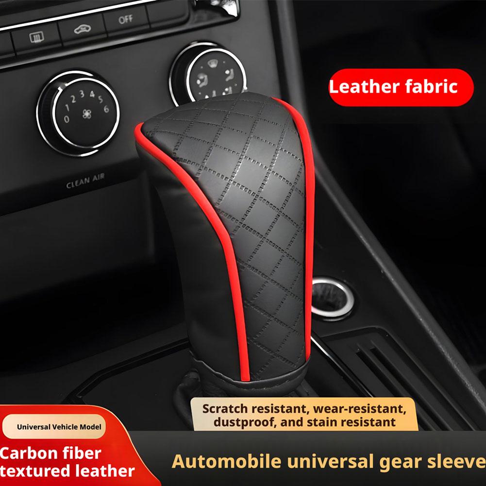 Car Shift Handle Cover PU Leather Non-Slip Wear-resistant Shift Knob Decor Protective Cover