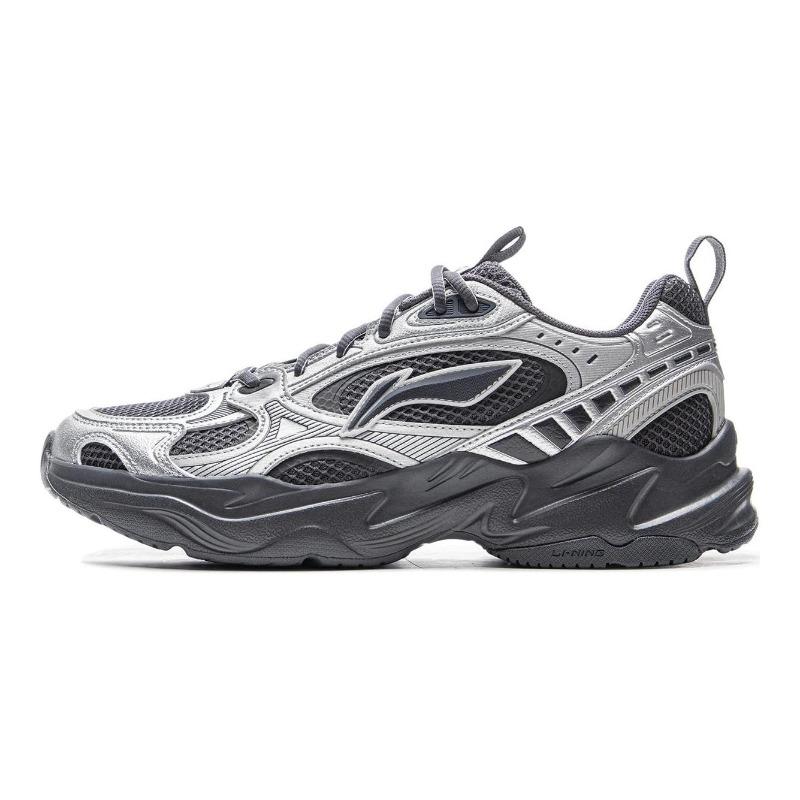 Li-Ning Meteor 2K Mens Low Top Dad Shoes Silver Black Retro Cushion Anti Slip AGCV113-3 39.5