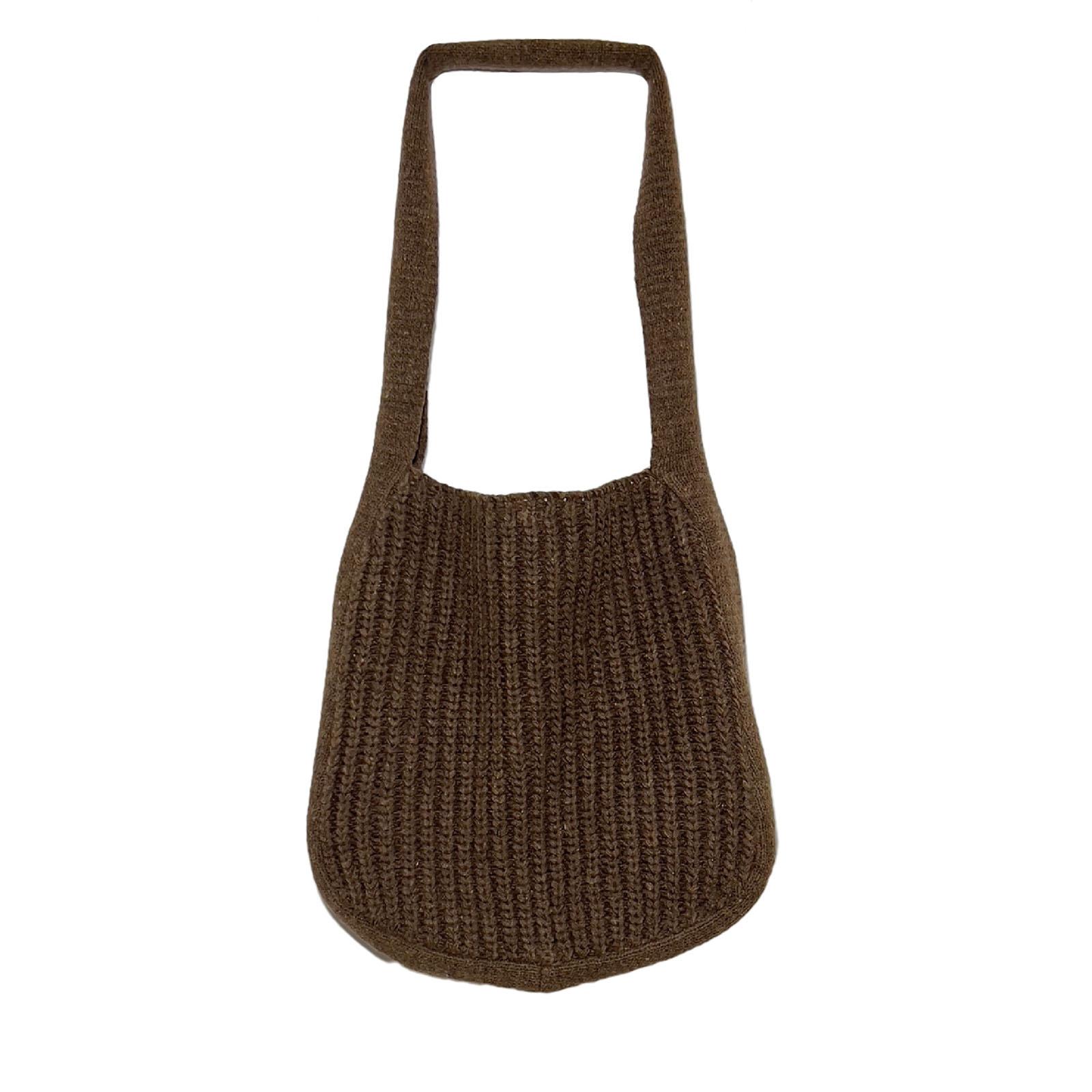 

Модная большая вместительная сумка-тоут, однотонная сумка через плечо, вязаная сумка, вязаная сумка, бродячая сумка на День святого Валентина кофейный