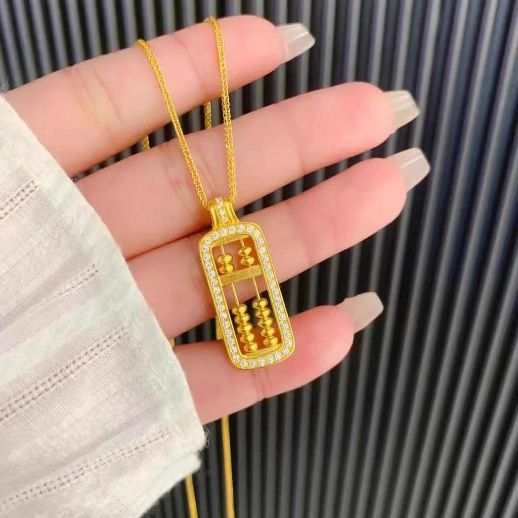 Gold Abacus Pendant Necklace - New Chinese Style Light Luxury, Versatile Niche Gift.