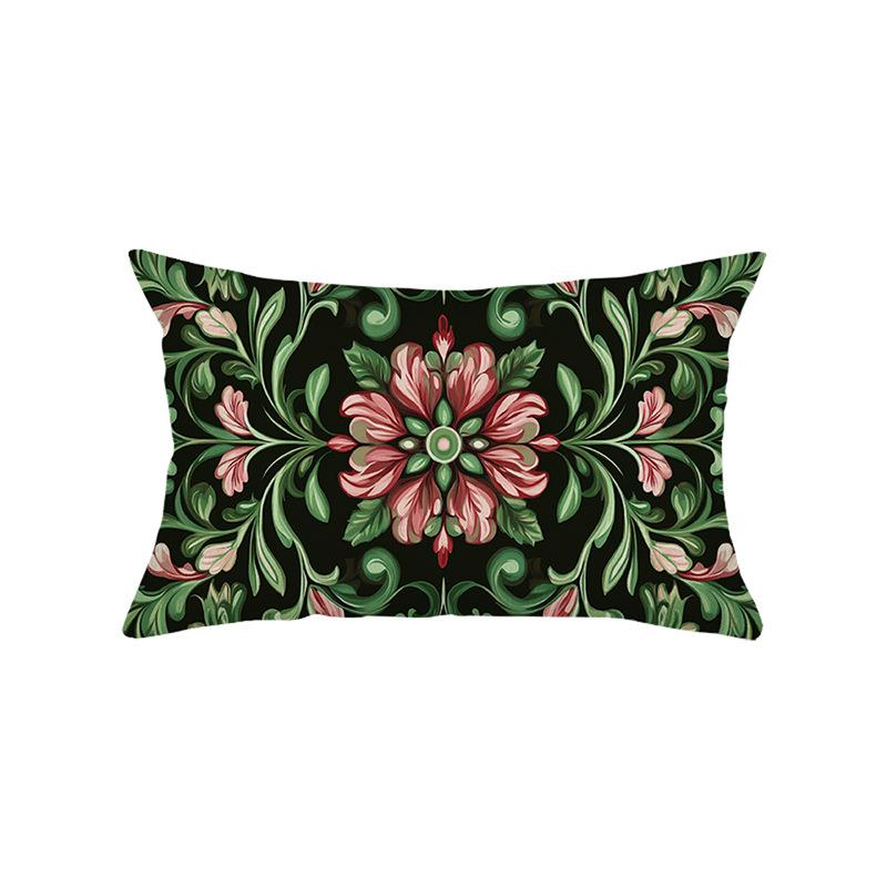 

New Waist Pillow Cover Bohemian Style Decorative Living Room Sofa Cushion Cover Flower Print Cushion Cover 30 * 50Cm (excluding pillow core)