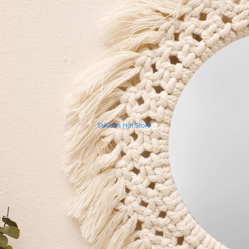 

Handwoven Acrylic Mirror Stylish Round Antique Weave Mirrors Decorations for Living Room, Bedroom D57B China Mainland