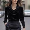 JPNTKY Women's Fashion Casual Solid Color Print Long Sleeve Blouses & Shirts