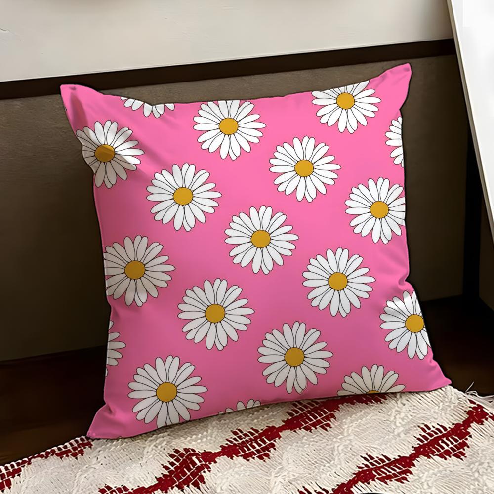 Dewy Daisy Cushion Cover Reversible Soft Durable Pillow Cover Home Car MultiScene Use for Daily Comfort