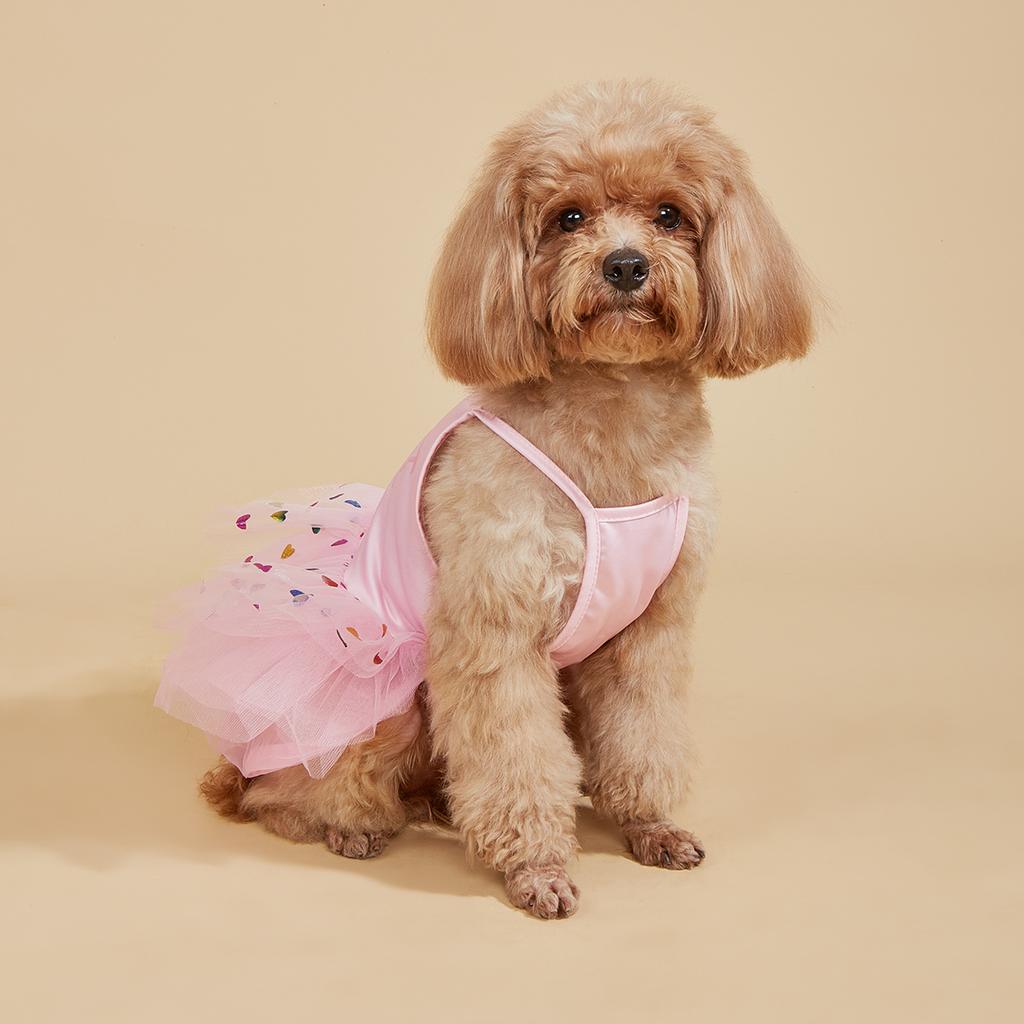Dog Dress for Small Dogs  Costume Love Heart Sequins Puppy Tulle Princess Dresses Doggie Pet Summer Clothes Apparel for Dogs Cat