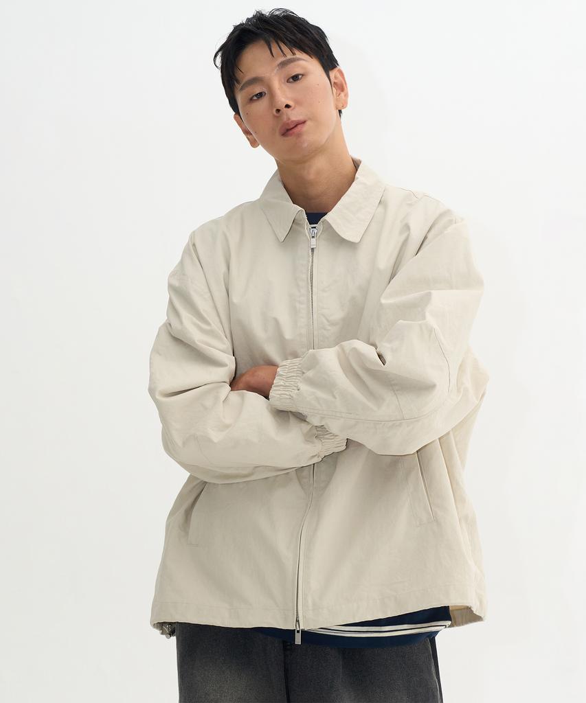 Placestudioman Essential Classic String Oversized Minimal Collar Zip-Up Blouson Jumper_2 Colors