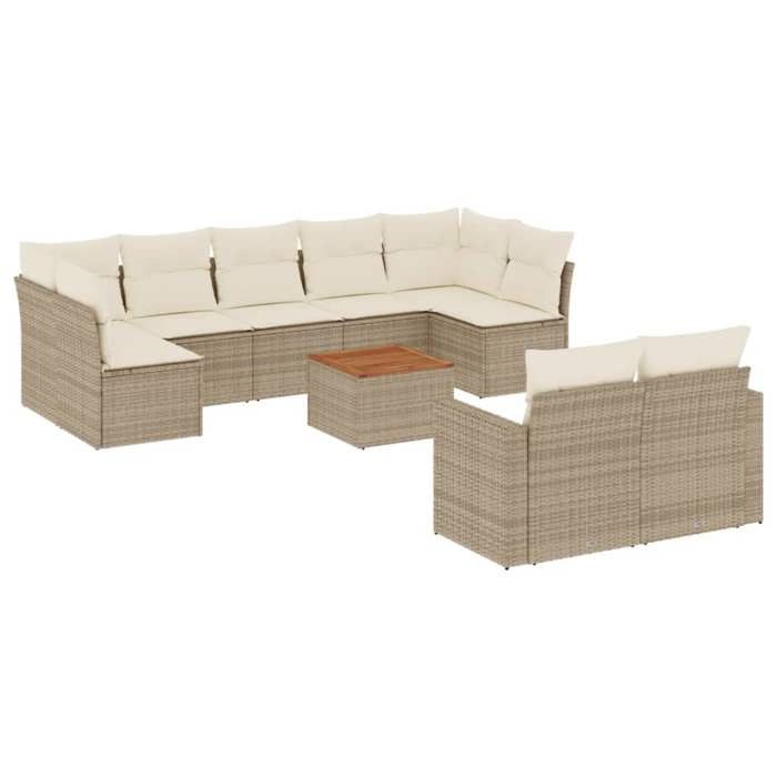 VidaXL Garden Lounge Set with Cushions 10 Pcs, Patio Sofas, Patio Furniture Set, Outdoor Furniture, Beige 3256604