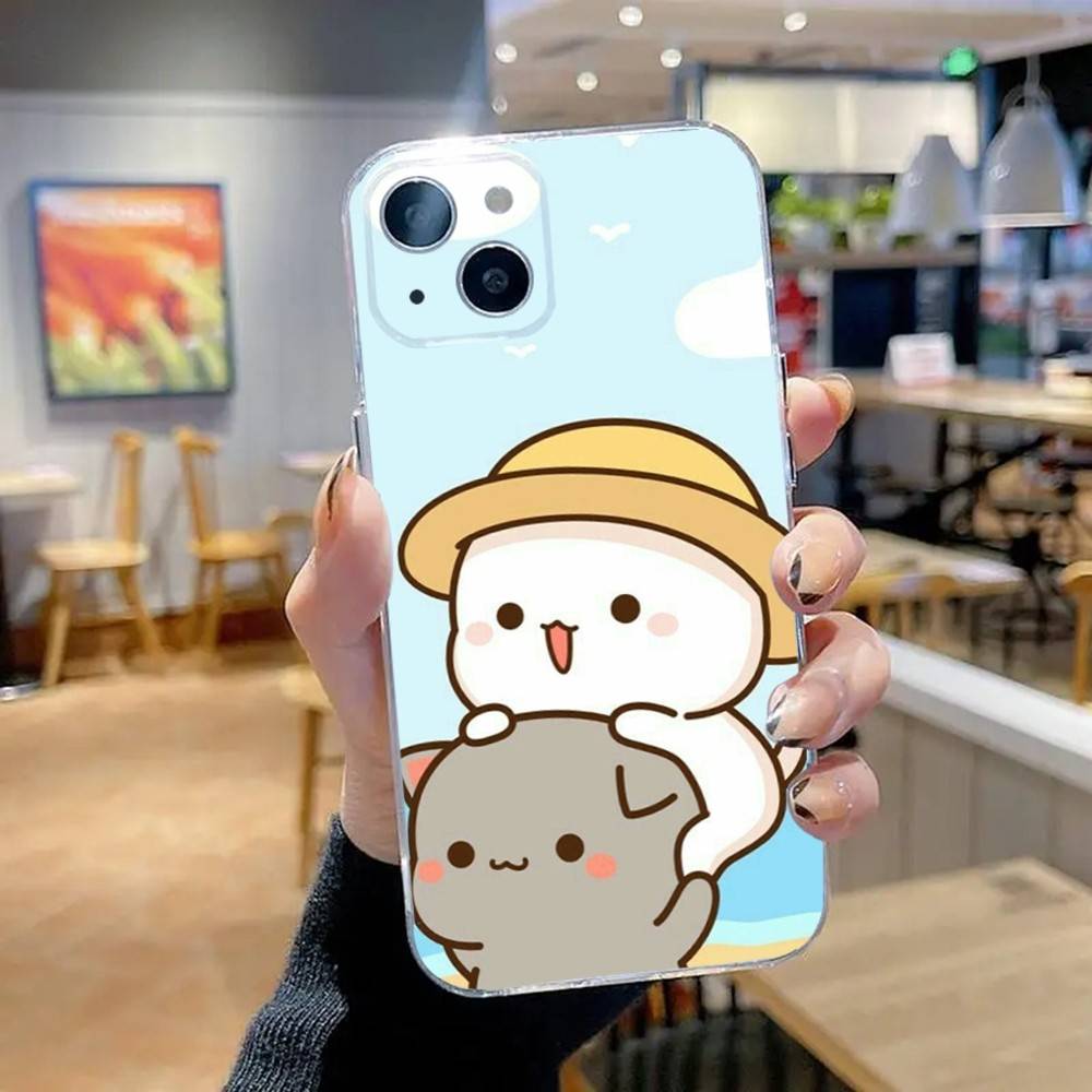 Cute BuBu DuDu Phone Case For iPhone 16,15,14,13,12,11 Pro,Max,Plus,X,XS,XR,SE,Mini Transparent Silicone Soft