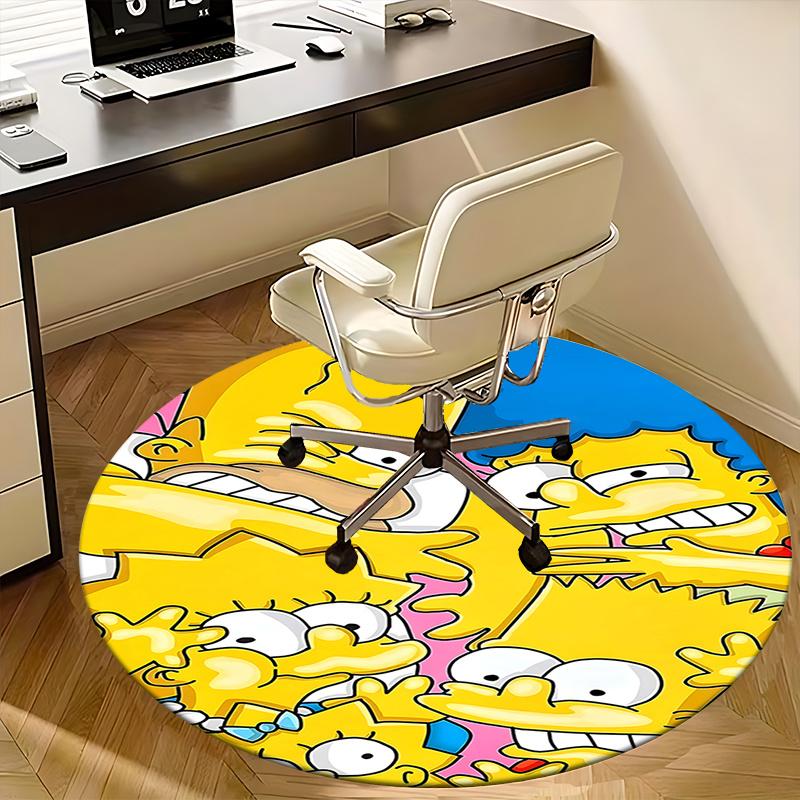 Simpsons Family Chair Mat - Round Carpet for Home Decor, Office, Living Room
