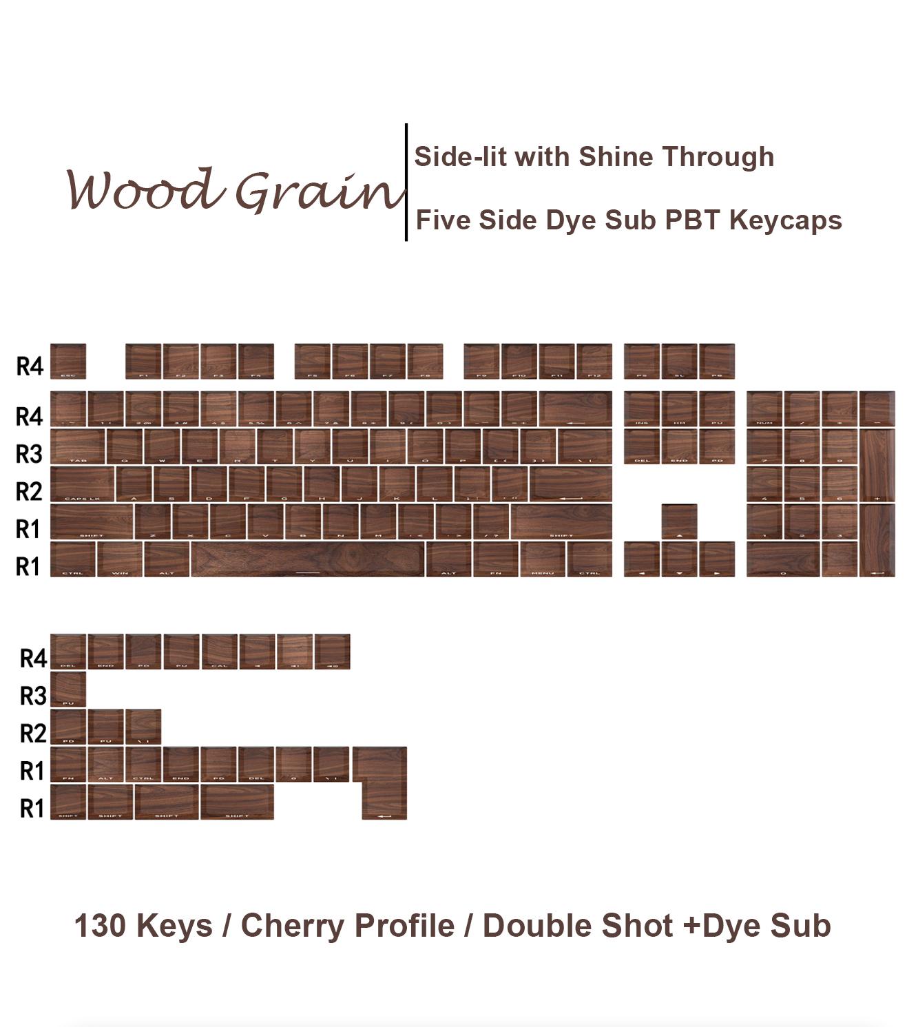Walnut Wood Grain Side Print Shine