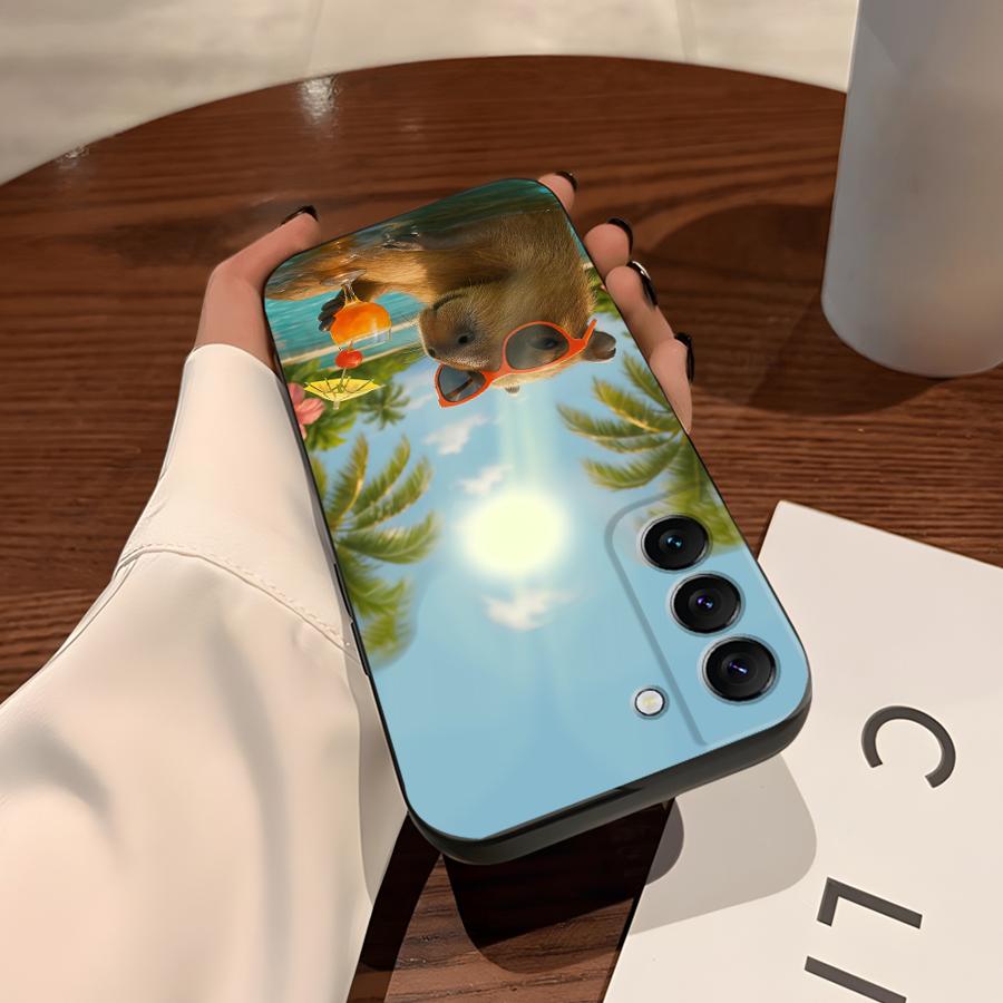 Case for Samsung Galaxy S22 S25+ S20 S23 FE S9 S24+ S24 Plus S21 S25 Ultra Soft Back Phone Cover Cute Capybara