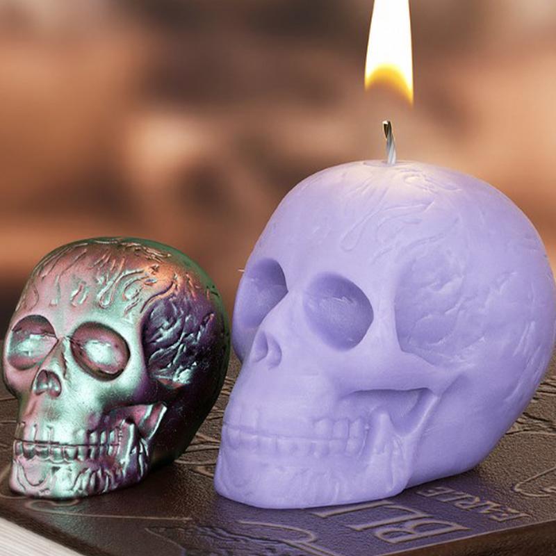 3D Skull Silicone Candle Molds Halloween Skull Decoration Crafts Epoxy DIY Desktop Ornament Decorative Skull Silicone Mold