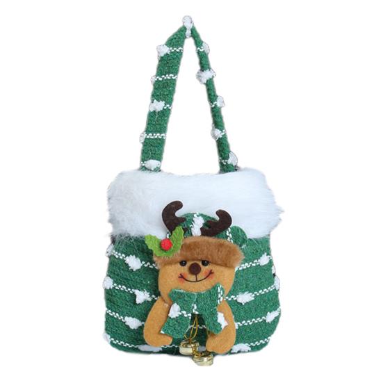Plush Christmas Small Gift Bag 3D Snowman Santa Doll Fruit Candy Bag Christmas Eve New Year Tote Bag for Xmas Party Supplies