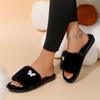 Fashion Luxury Glitter Butterfly Cotton Slippers Women 2025 Winter Warm Plush Non Slip Bedroom Slippers Fluffy Flat Indoor Shoes Woman