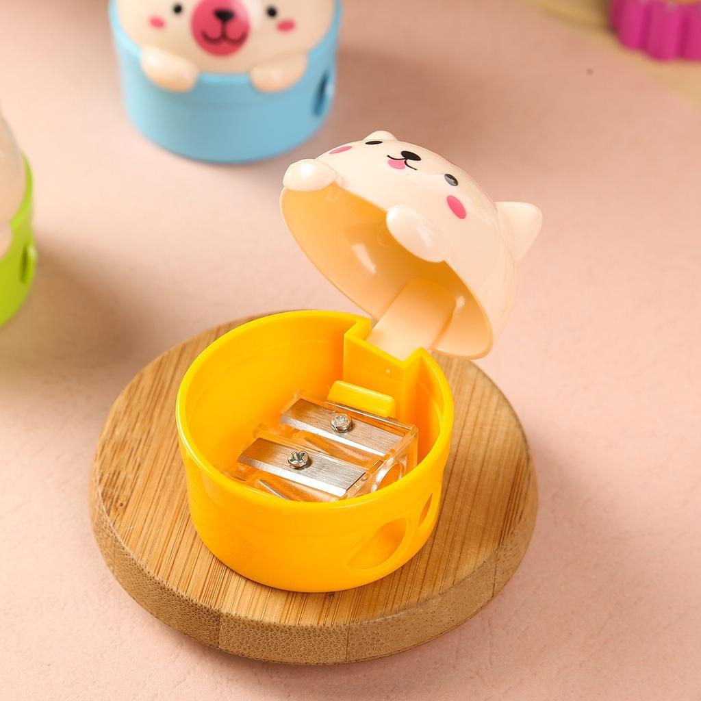 Creative Stationery Children Pencil Sharpener Cute Cartoon Cat Double Hole Pencil Sharpener