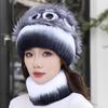 Fur Rex Rabbit Hair Hat Women's Winter Neck Cover Two-piece Warm Korean Version Fashion Beautiful Mom Snow Hat Travel