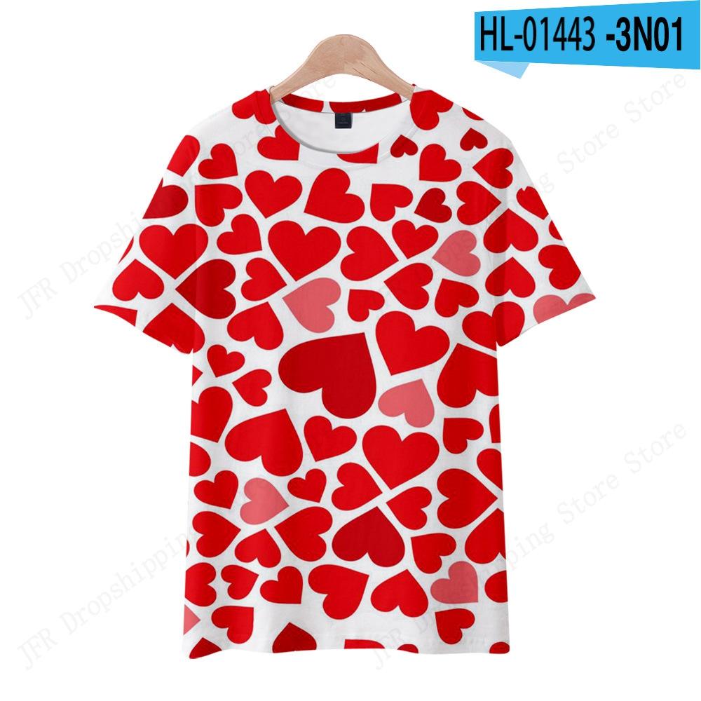 Summer Women's T-shirt Cartoon Love Heart 3d Print Tshirt Women Fashion Oversized Short Sleeve T Shirt Floral Tops Tees Gifts