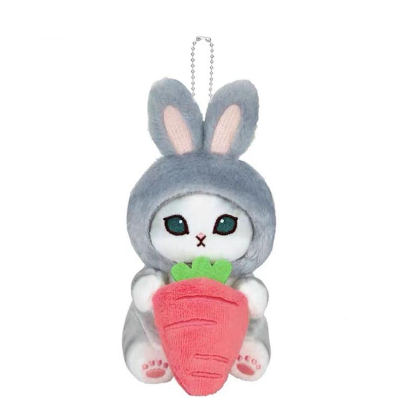 

Cute Frog Cat Plush Keychain Ultra Soft Pp Cotton Filled 14cm Toy Gray Rabbit Cat