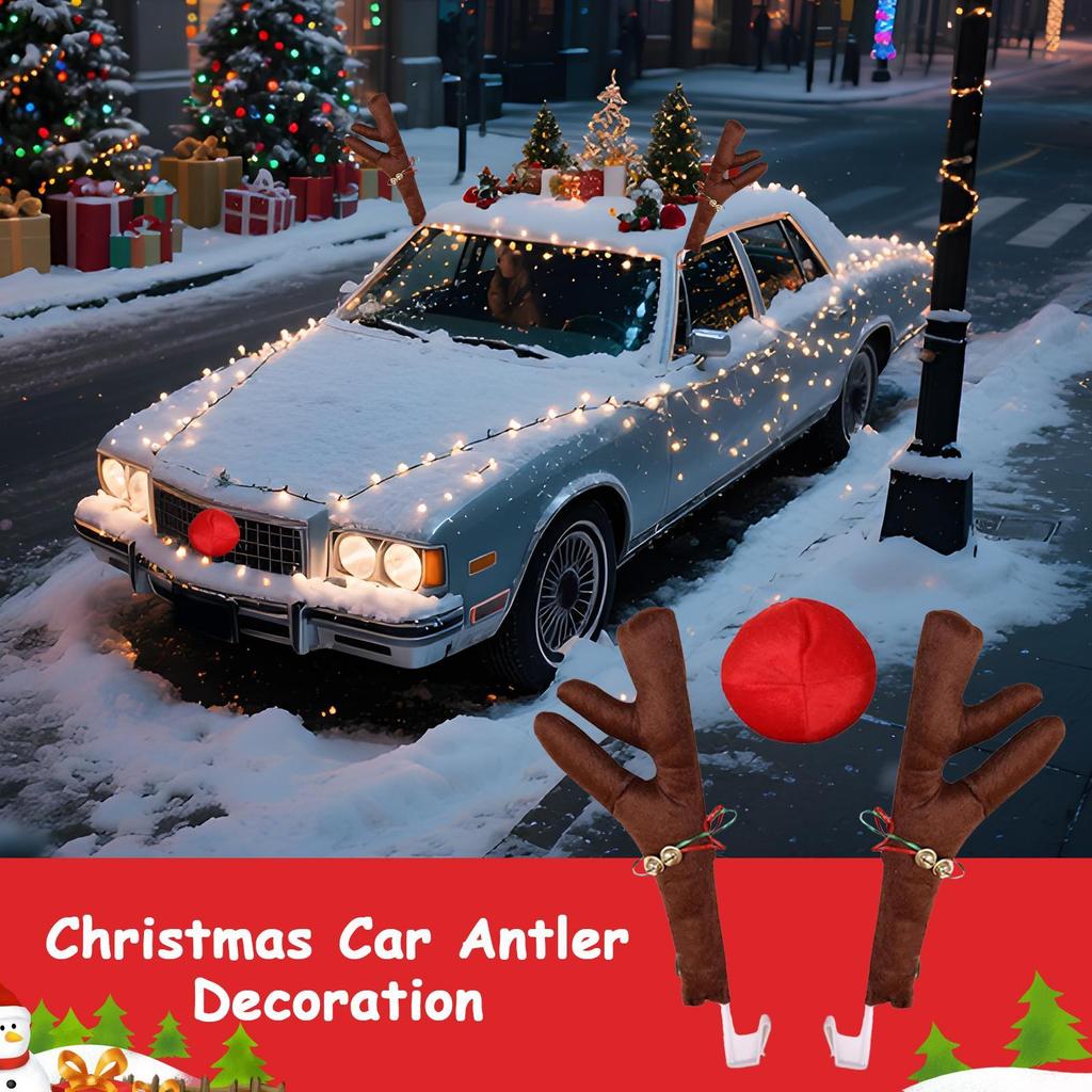 Christmas Car Antlers Auto Roof-Top Deer Decoration Decorative Plush Car Antler For Golf Course Parade Holiday Season Hunting