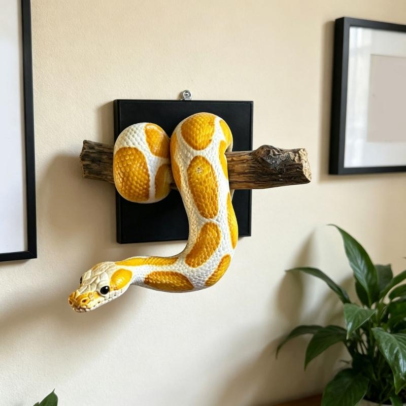 Gold Snake Wall Sculpture Shatterproof Resin Snake Figurine Wall Ornament For Living Room Bedroom Offices Decoration