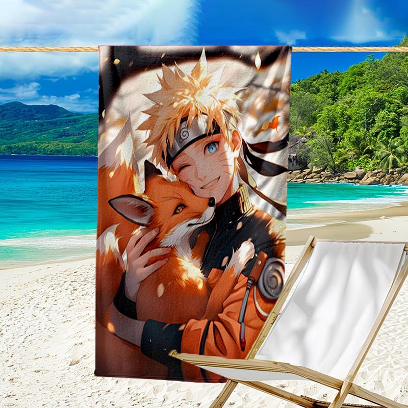 1pc NARUTO Beach Towel, Beach and Seaside Swimming Pool Equipment, Fashion Pattern, Rectangular, Travel Essentials