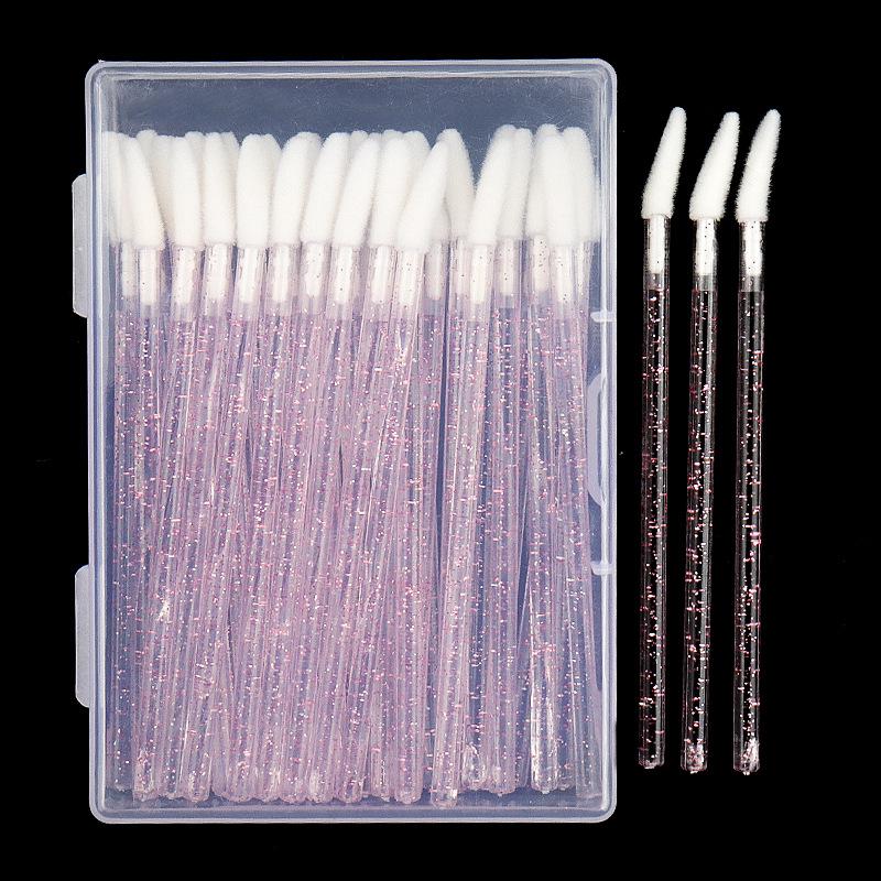 50 Stück Nylon Lippenpinsel Make-up Werkzeuge mit Kristallgriff