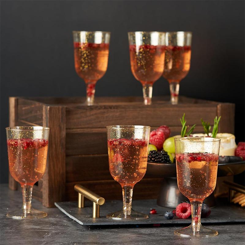 25/50pcs 150ml Disposable Cups Sparkling Champagne Bar Cups Plastic Champagne Clear Toasting Glasses for Weddings Party