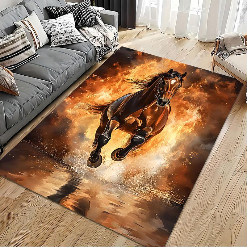 Fiery Galloping Horse Art suitable as a non-slip mat for the living room or bedroom sofa