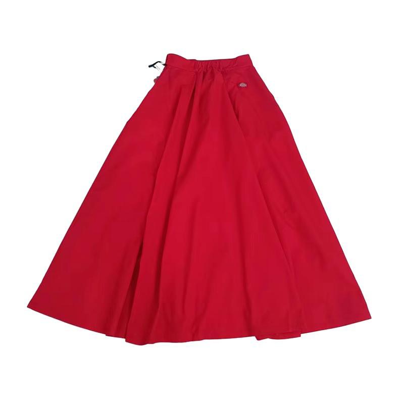 Dickies Solid Color Mid Waist Twill Casual Long Skirt Women skirts Red DK006232CX9