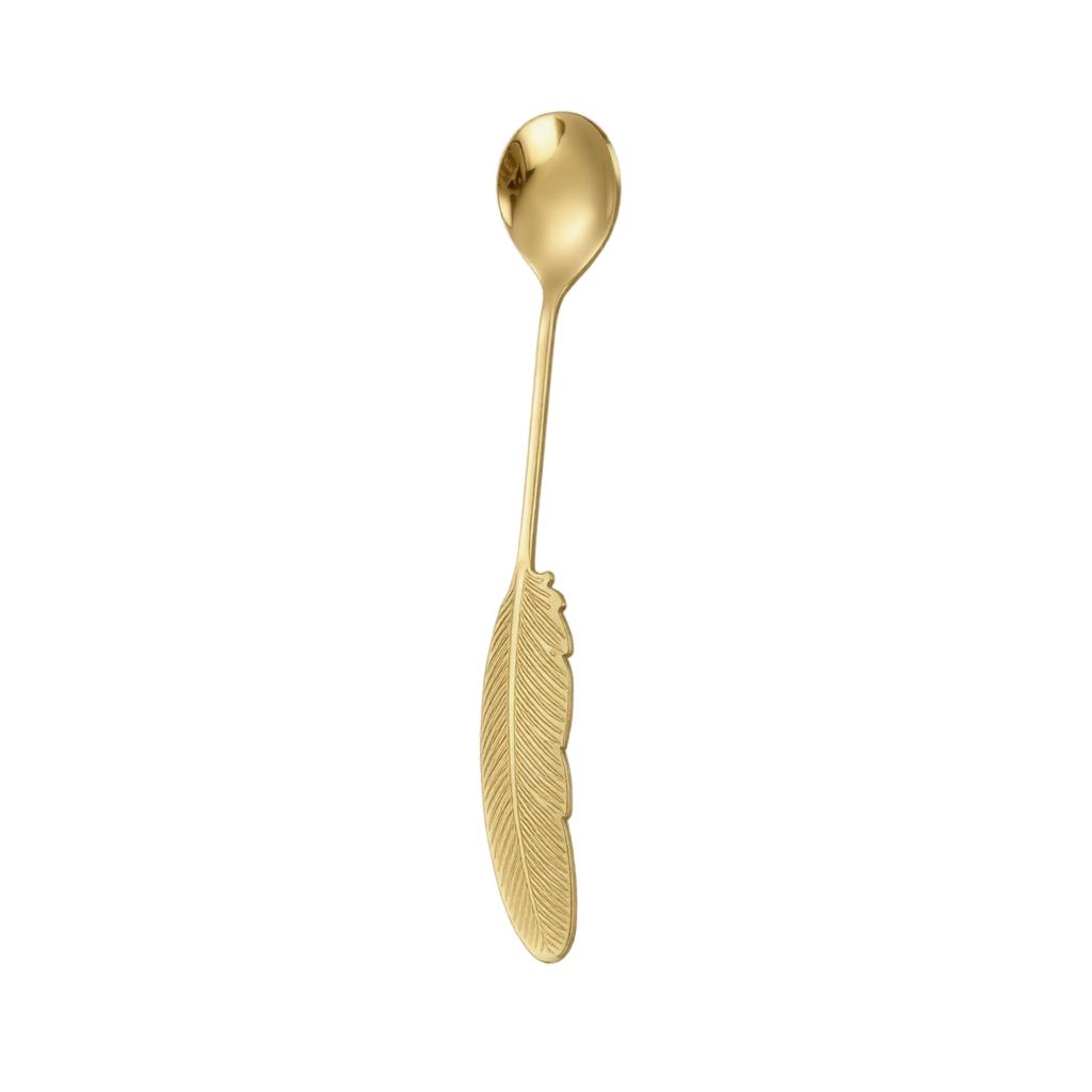 304 Stainless Steel Feather Handle Coffee Spoon Dessert Spoon Durable Flatware Tableware for Kitchen Dining and Beverage Use