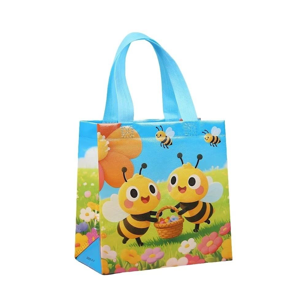 10Pcs Reusable Non-Woven Handbags Waterproof Flower Shopping Tote Bag  Kids Birthday Party