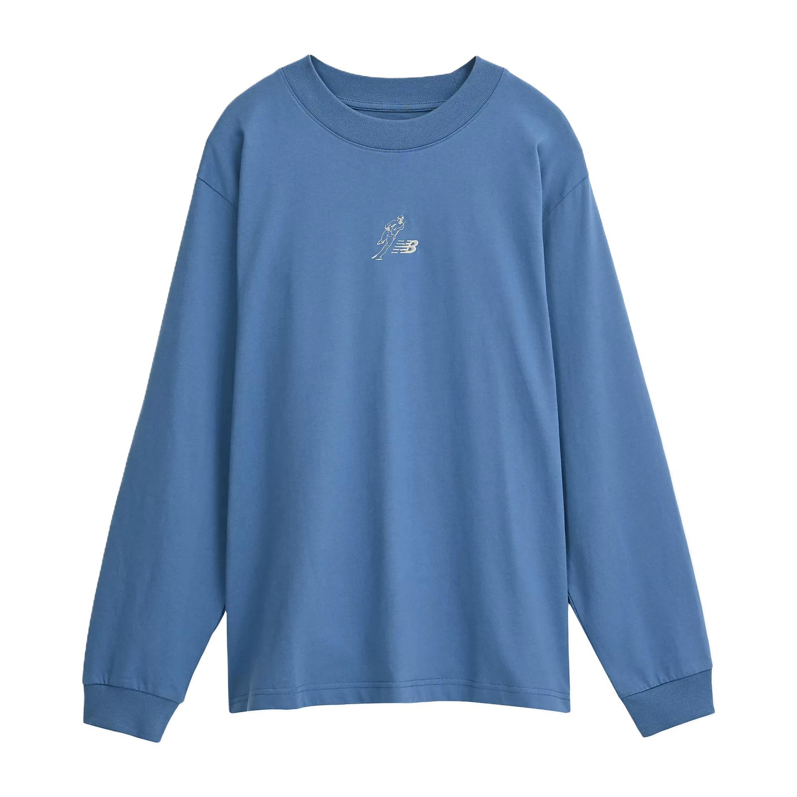 New Balance Sweatshirts Men s Blue Crew Neck Moderate Regular MT53738-DAL S